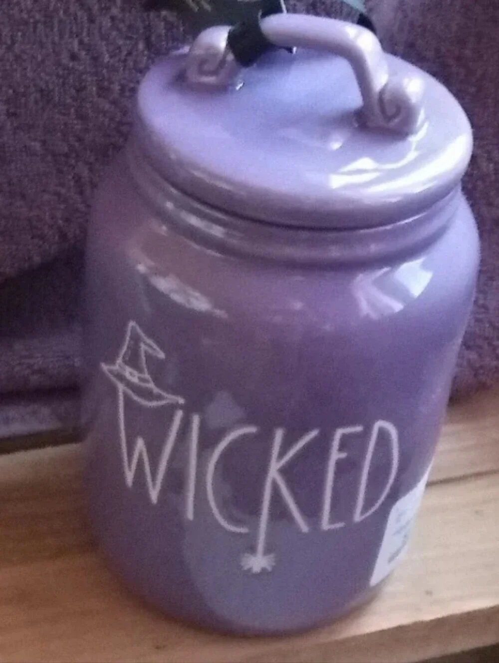 Rae Dunn Purple WICKED Baby Canister